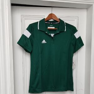 NWT Adidas Dark Green Button Polo Womens MEDIUM